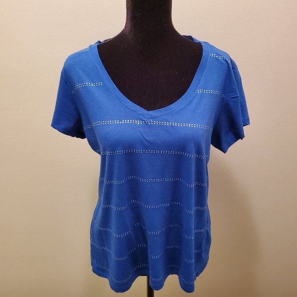 Chaps Royal Blue Tee with Metallic detail - Picture 1 of 3